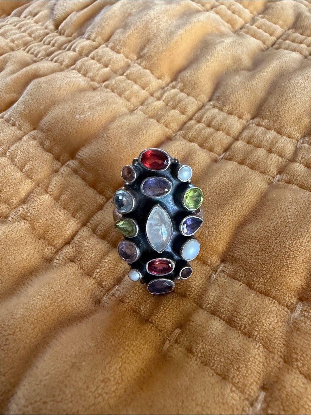 Multi-Gemstone Statement Ring - Sterling Silver